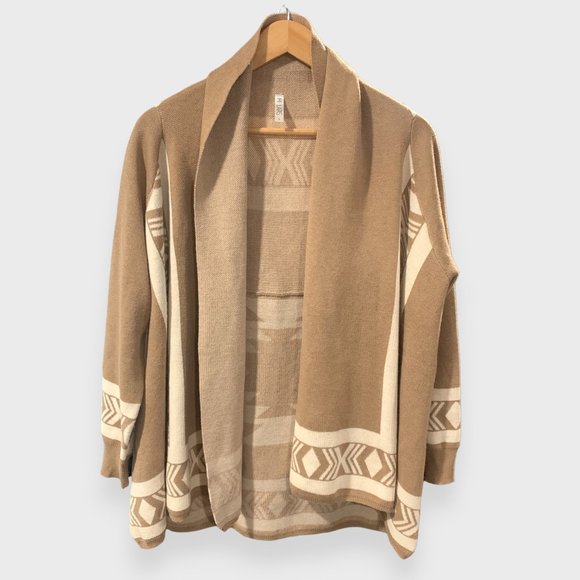 Lapis Sweaters - Lapis Open Front Cardigan Sweater Brown Womens Size Large Wool Loose Long Sleeve
